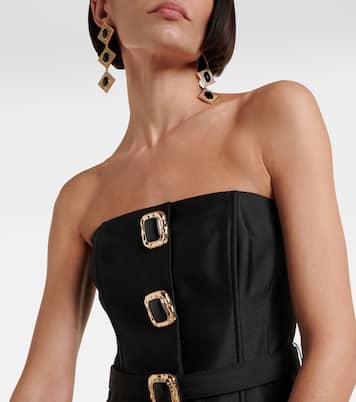 Strapless embellished taffeta top | Self-Portrait