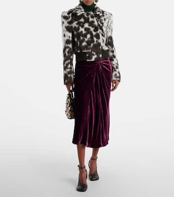 تنورة ميدي من المخمل بزمزمة | Dries Van Noten