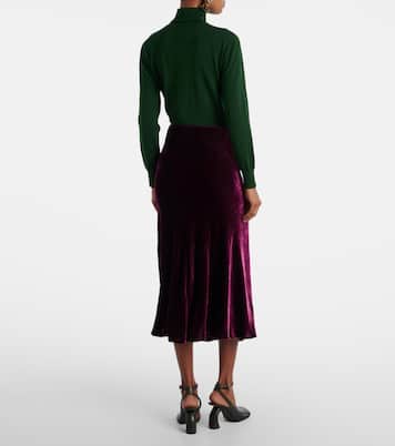 تنورة ميدي من المخمل بزمزمة | Dries Van Noten