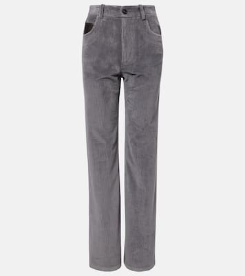 High-rise cotton corduroy straight pants | Bottega Veneta