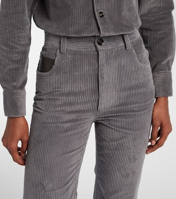 High-rise cotton corduroy straight pants | Bottega Veneta