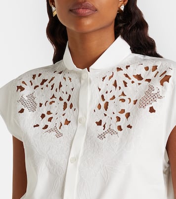 Camisa de popelín de algodón con encaje | Valentino