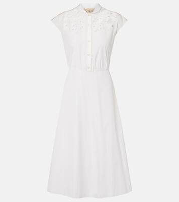Guipure lace-trimmed cotton midi dress | Valentino