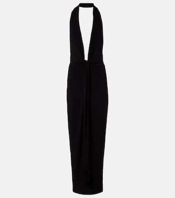 Halterneck velvet maxi dress | Norma Kamali