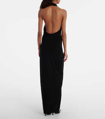 Halterneck velvet maxi dress | Norma Kamali