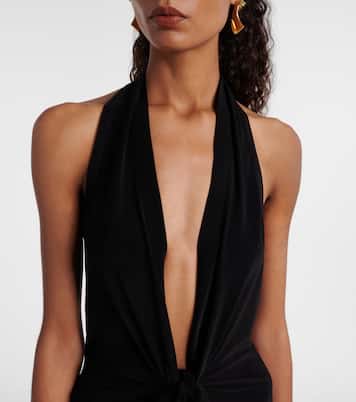 Halterneck velvet maxi dress | Norma Kamali