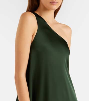 Asymmetric one-shoulder satin cocktail dress | Norma Kamali