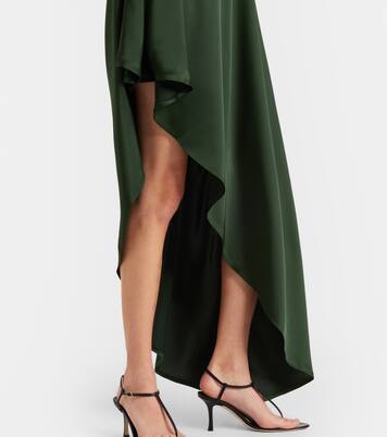 Asymmetric one-shoulder satin cocktail dress | Norma Kamali