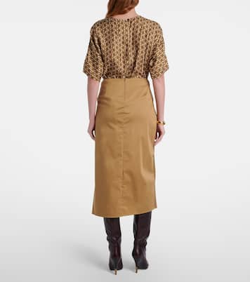 Jupe midi Paggi en satin de coton mélangé | Max Mara