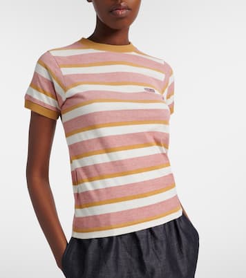 Camiseta en jersey de algodón a rayas | Prada