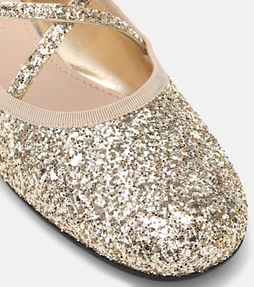 Ballerines en toile et cuir à paillettes | Miu Miu