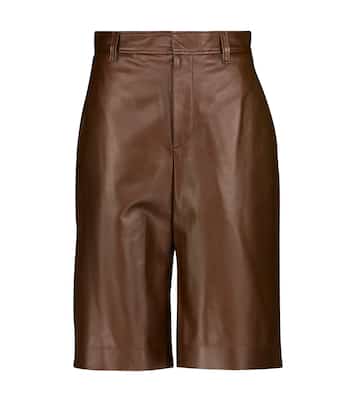 Bermuda in pelle a vita alta | Brunello Cucinelli