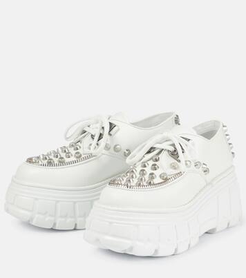 Stringate in pelle con platform | Miu Miu