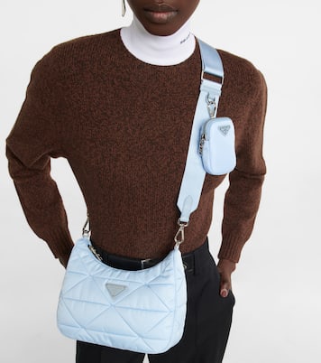 Quilted shoulder bag in blue Prada Mytheresa