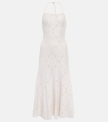 Abito midi in crêpe con scollo all’americana | Alaïa