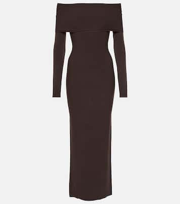 Abito midi in jersey con scollo bardot | Alaïa