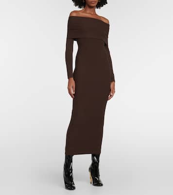 Abito midi in jersey con scollo bardot | Alaïa