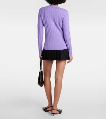 Cardigan in lana vergine a coste | Jardin des Orangers