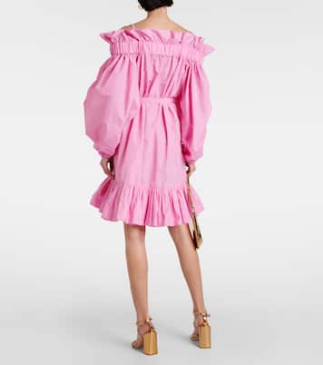 Vestido corto de faya con volante y lazo | Patou