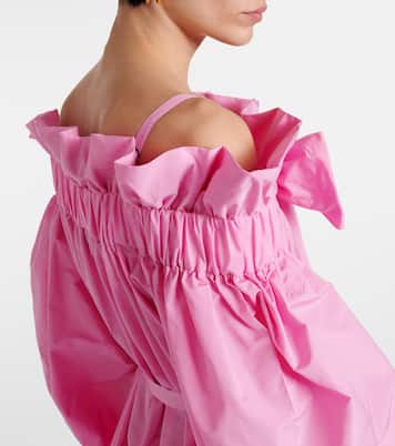Vestido corto de faya con volante y lazo | Patou