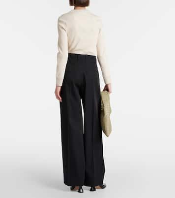 Pantaloni a gamba larga in seta e cotone | Bottega Veneta