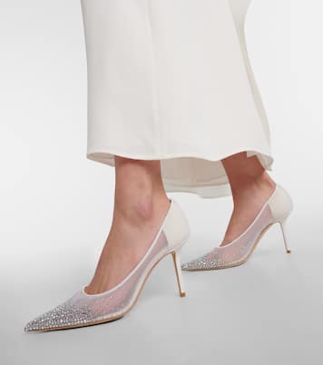 Pumps Love 85 in mesh con cristalli | Jimmy Choo