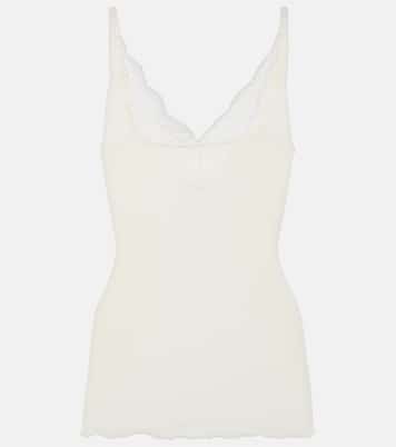Top in misto cotone con pizzo | Saint Laurent