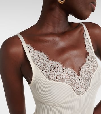 Top in misto cotone con pizzo | Saint Laurent