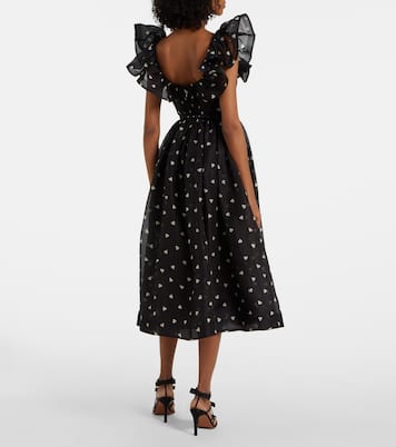 Abito midi in lino e seta a pois | Zimmermann