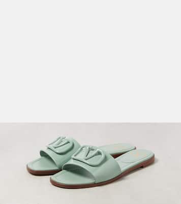 VLogo Signature patent leather slides | Valentino Garavani