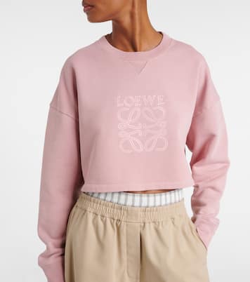 Sudadera cropped de algodón con anagrama | Loewe