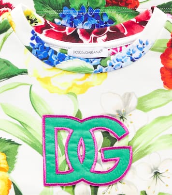Camiseta DG de mezcla de algodón floral | Dolce&Gabbana Kids