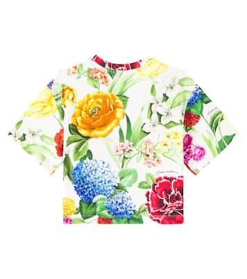 Camiseta DG de mezcla de algodón floral | Dolce&Gabbana Kids