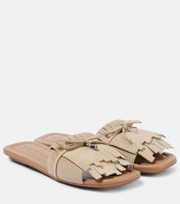 H685 fringed suede slides | Hogan