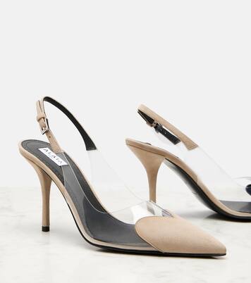 Cœur 90 suede and PVC slingback pumps | Alaïa