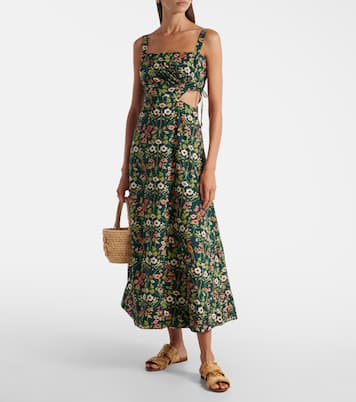 Verano cutout floral cotton midi dress | Agua by Agua Bendita