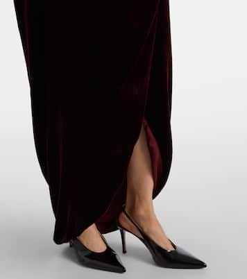 Embellished off-shoulder velvet gown | Costarellos