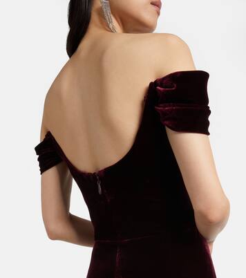 Embellished off-shoulder velvet gown | Costarellos