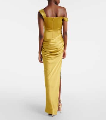 Draped one-shoulder satin crêpe gown | Alex Perry