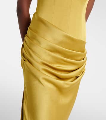 Draped one-shoulder satin crêpe gown | Alex Perry