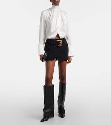 Blusa de satén de seda drapeada | Balmain