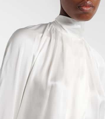 Blusa de satén de seda drapeada | Balmain