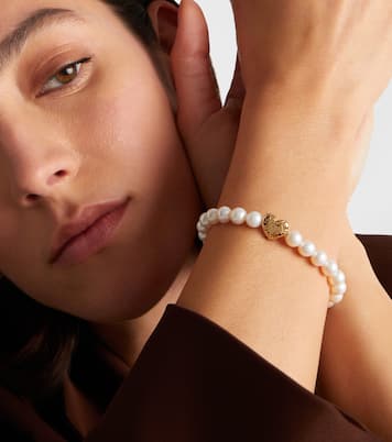 Puffy Icon Wallpaper Heart 14kt gold bracelet with pearls | Sydney Evan