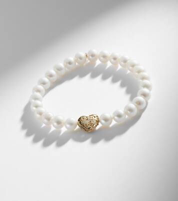 Puffy Icon Wallpaper Heart 14kt gold bracelet with pearls | Sydney Evan