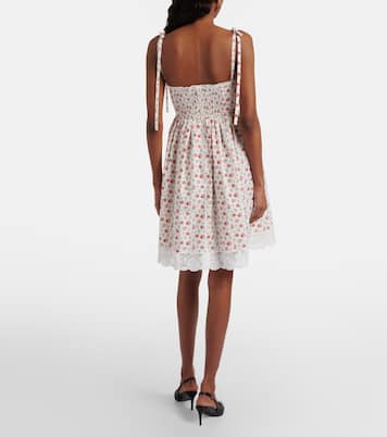 Floral lace-trimmed cotton-blend poplin minidress | Dolce&Gabbana