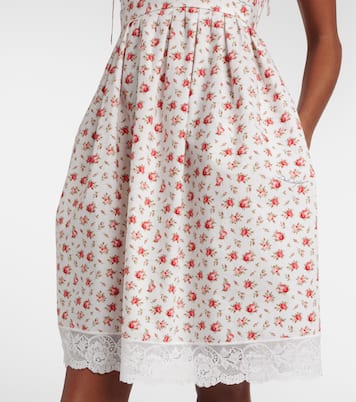 Floral lace-trimmed cotton-blend poplin minidress | Dolce&Gabbana