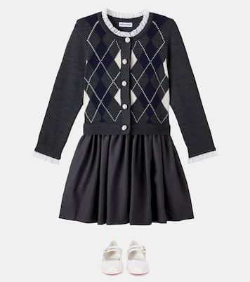 Robe à motif argyle en laine | Self-Portrait Kids