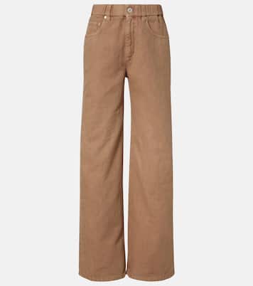 Mid-rise cotton and linen wide-leg pants | Brunello Cucinelli