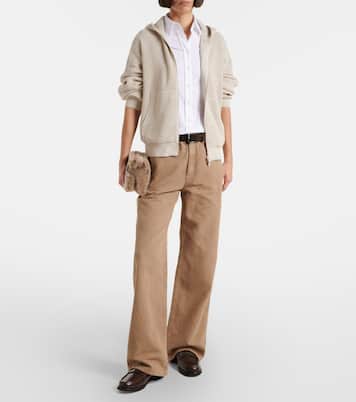 Mid-rise cotton and linen wide-leg pants | Brunello Cucinelli