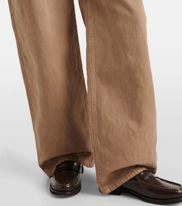 Mid-rise cotton and linen wide-leg pants | Brunello Cucinelli